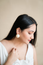 Structured white Pearl studs