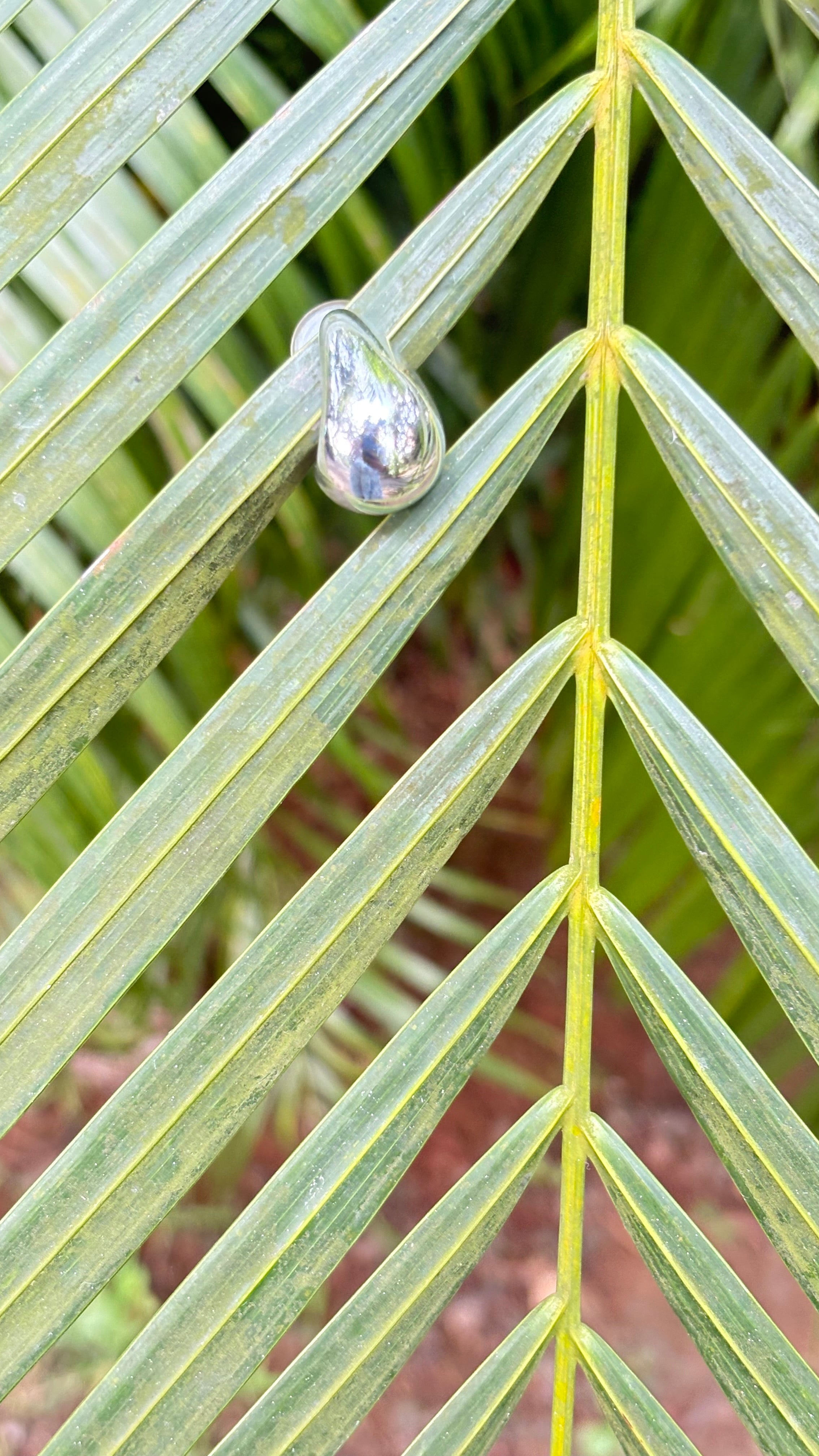 Silver chunky tear drop earring