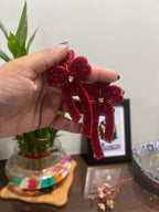 Bow red handcrafted earring