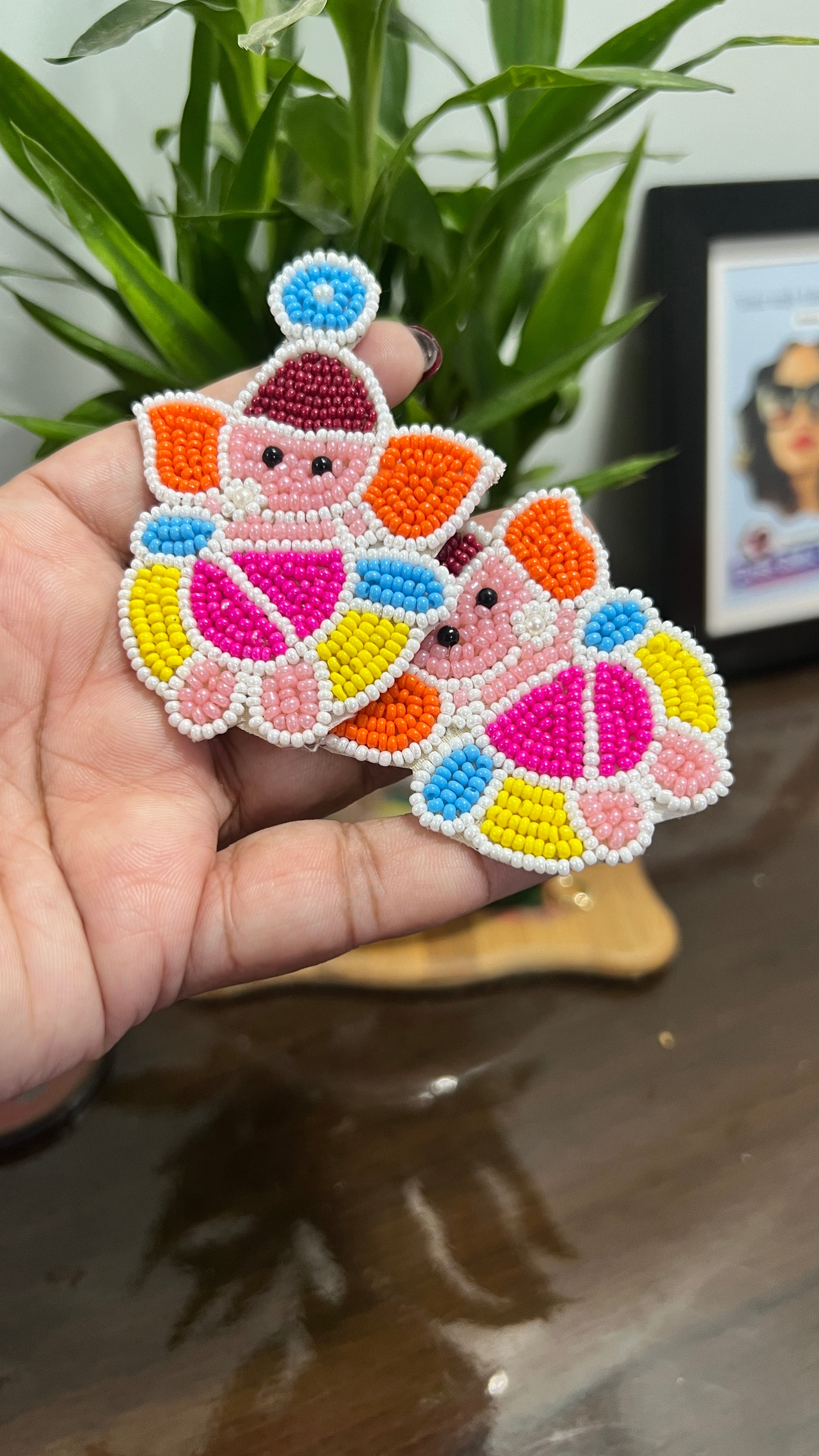 Handmade beaded Ganesh earring