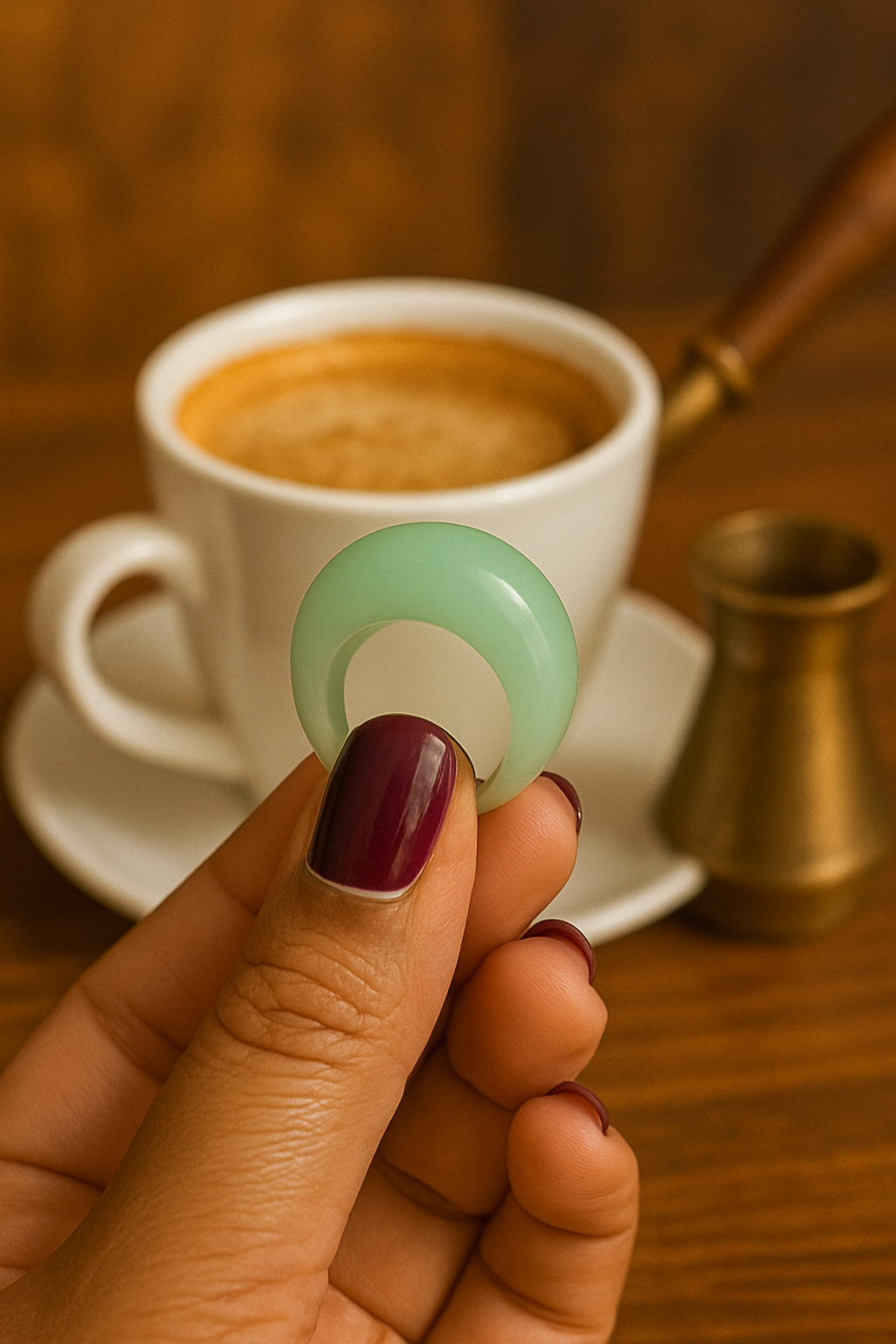 Mint green resin ring