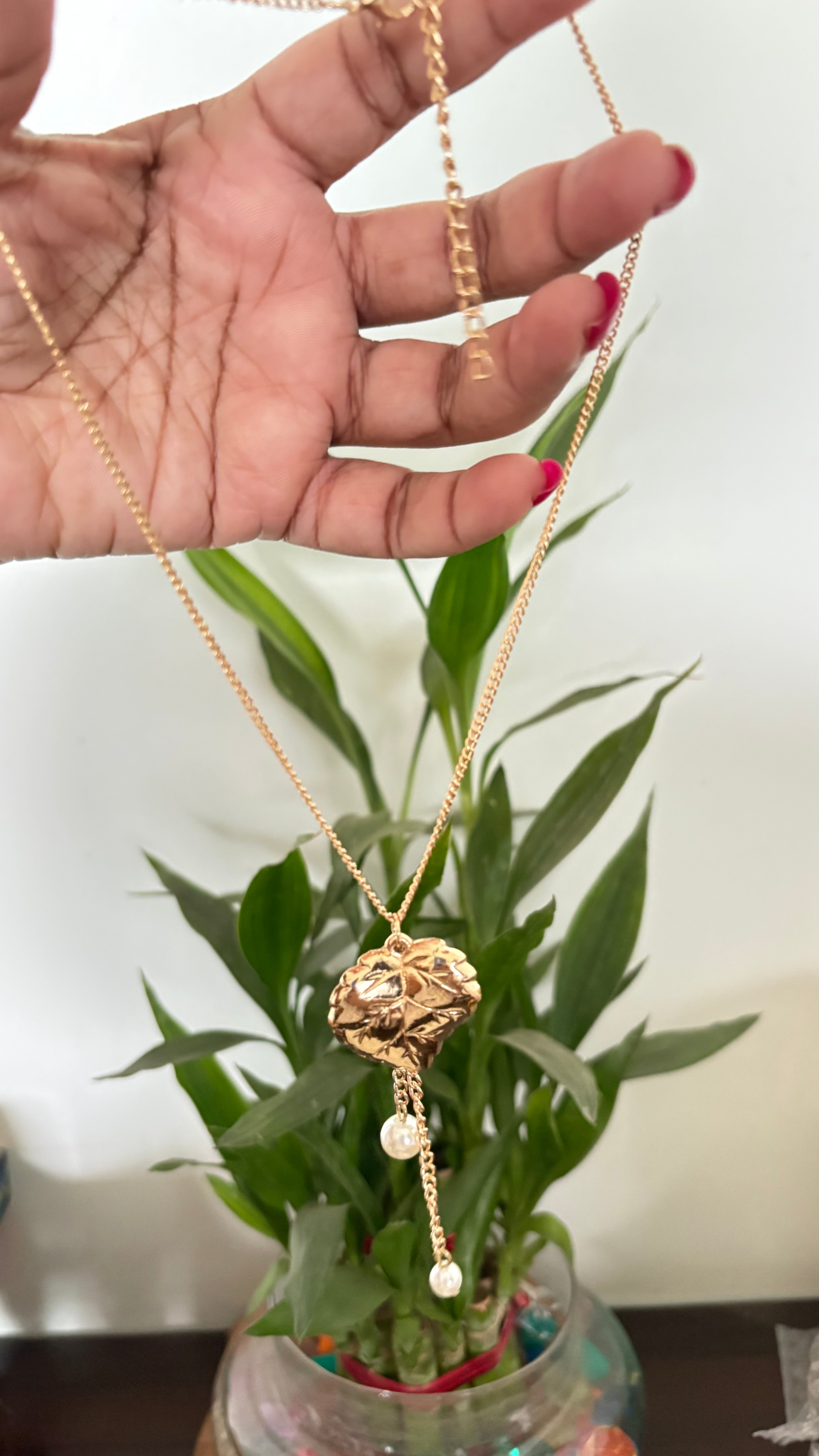 Heart necklace with Pearl drop