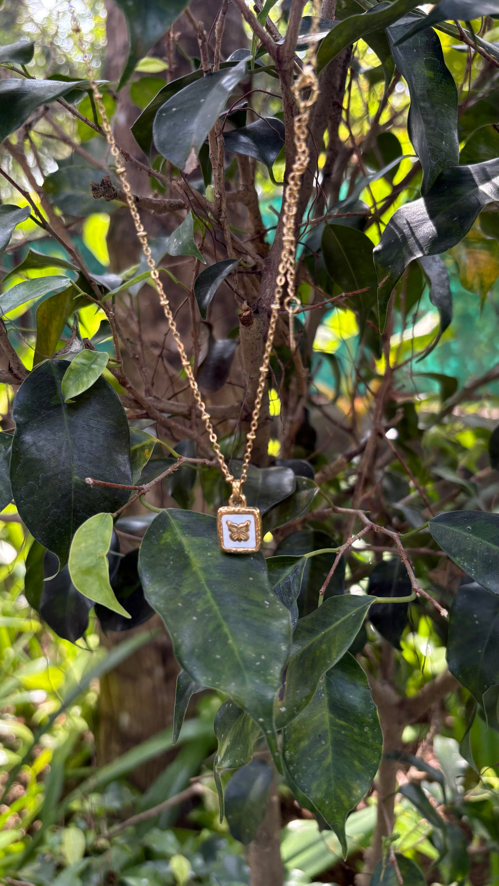 Butterfly studded in she’ll square necklace