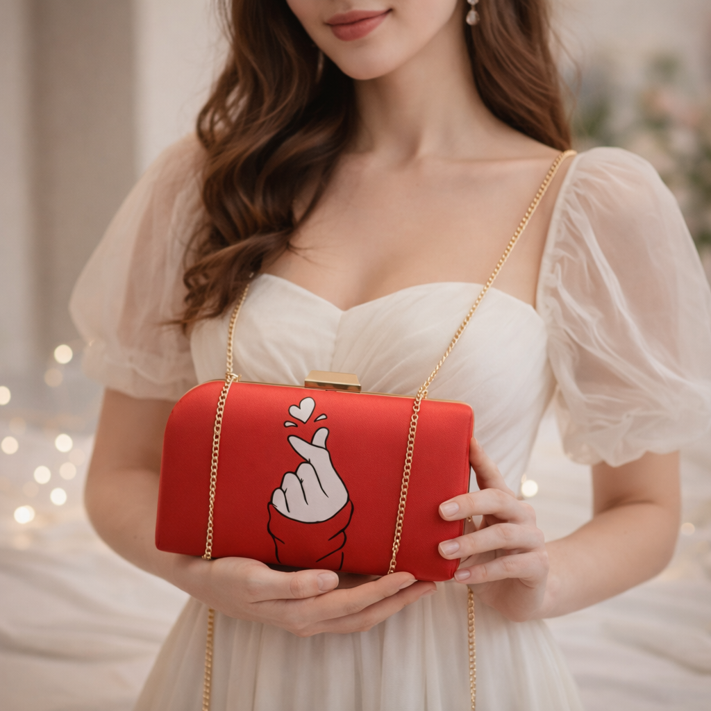 Valentine’s print clutch