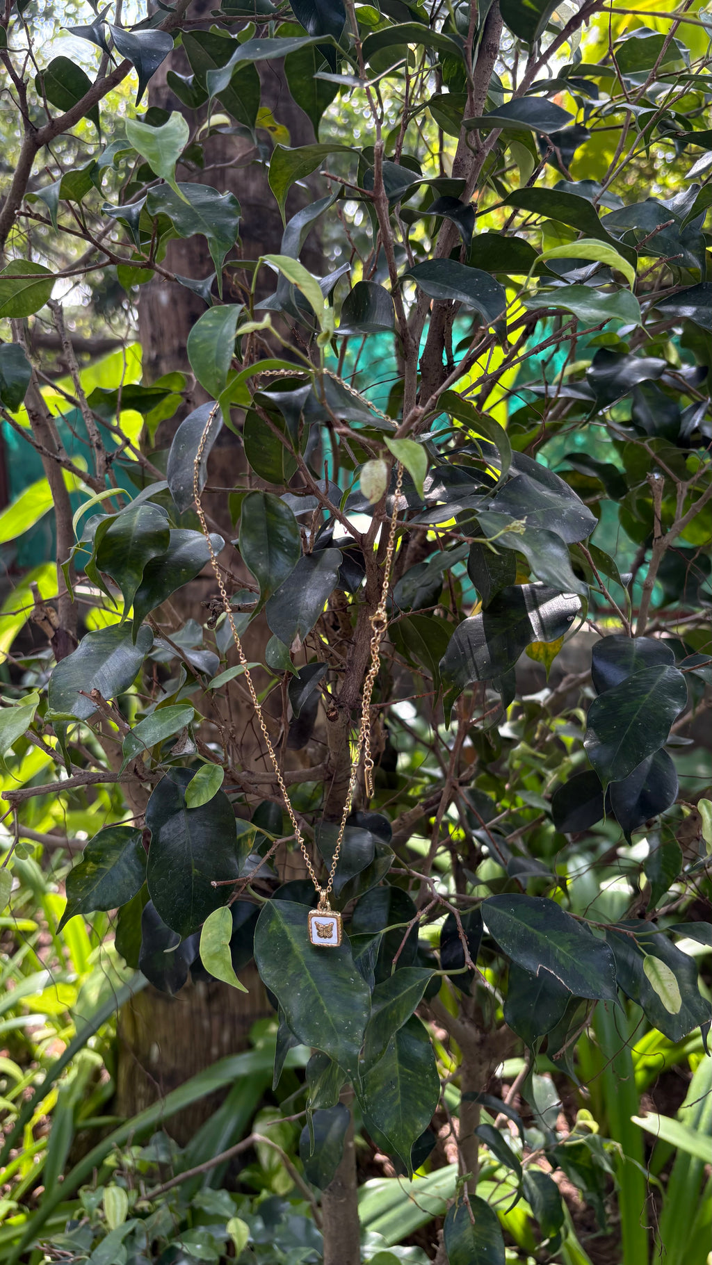 Butterfly studded in she’ll square necklace