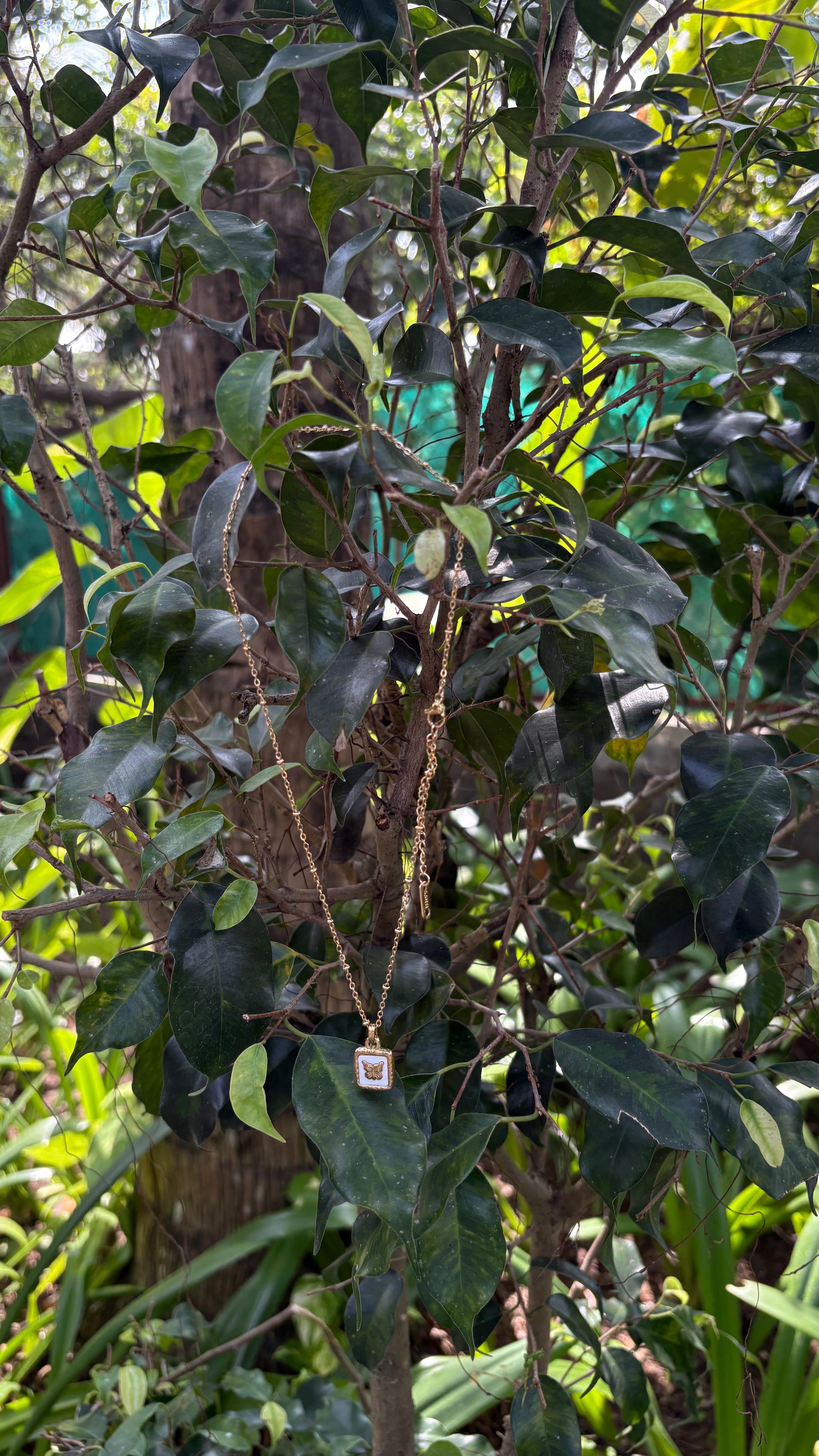 Butterfly studded in she’ll square necklace