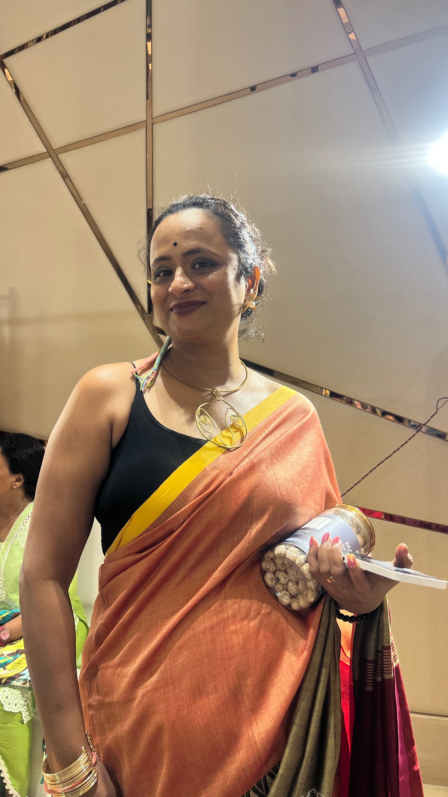 Contemporary Handmade Golden Brass necklace