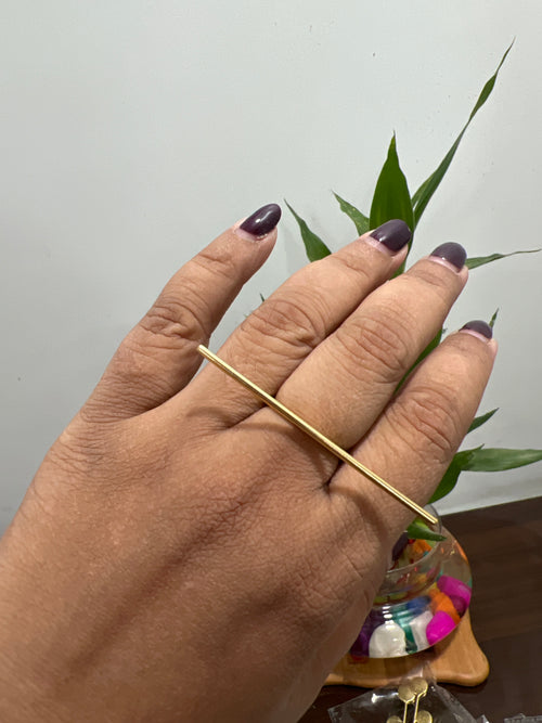 Adjustable handmade brass bar ring