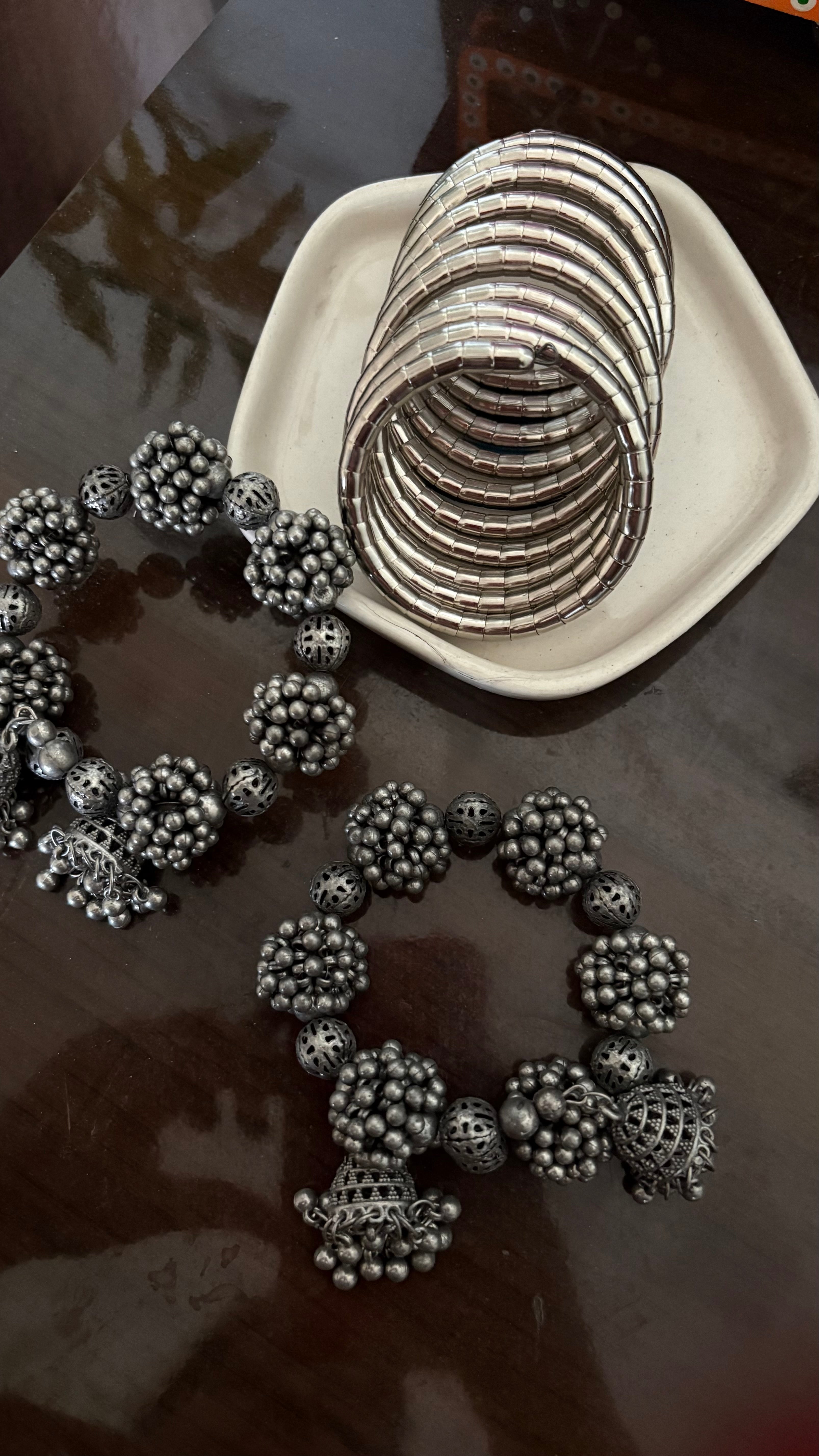 Boho Oxidized Beaded Bracelet Combo