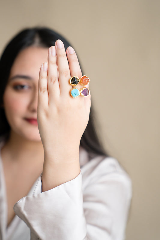 Nature stone adjustable ring