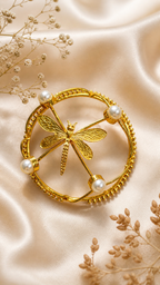 Dragonfly Pearl Hair Cage Bun Pin | Elegant Gold Hair Accessory – Riverblend
