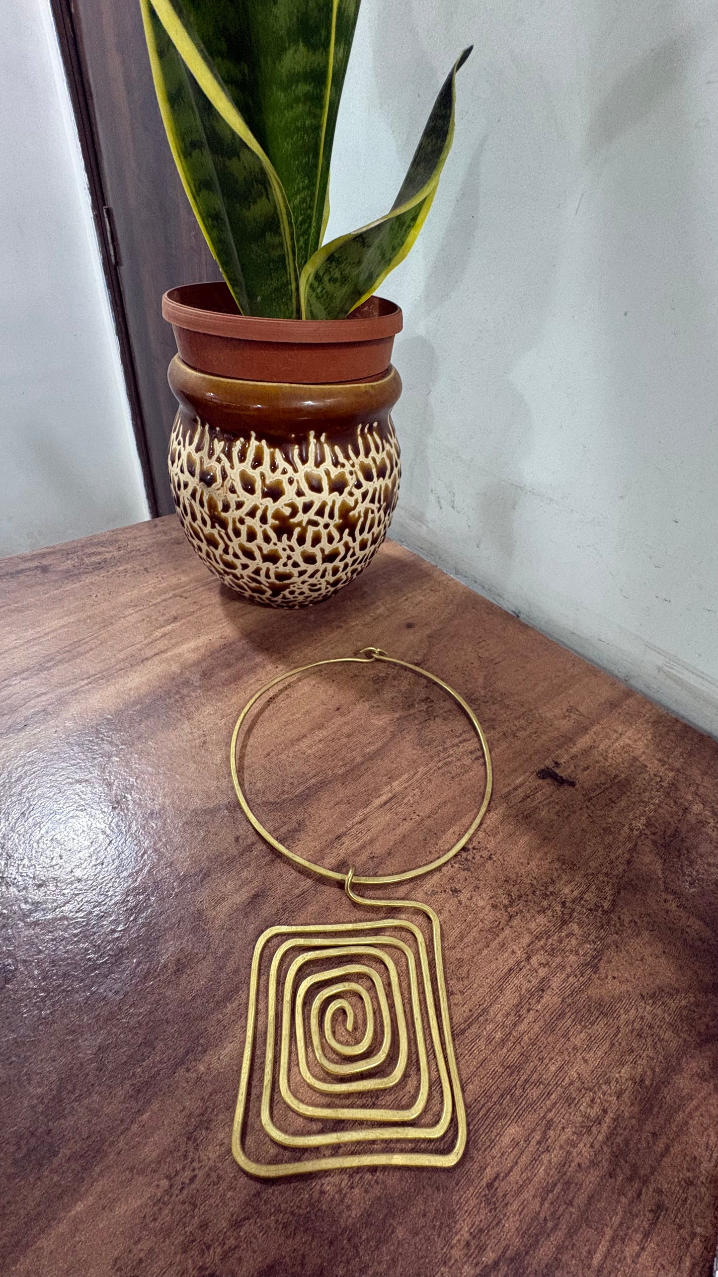 Statement Spiral Brass Necklace ( only necklace)