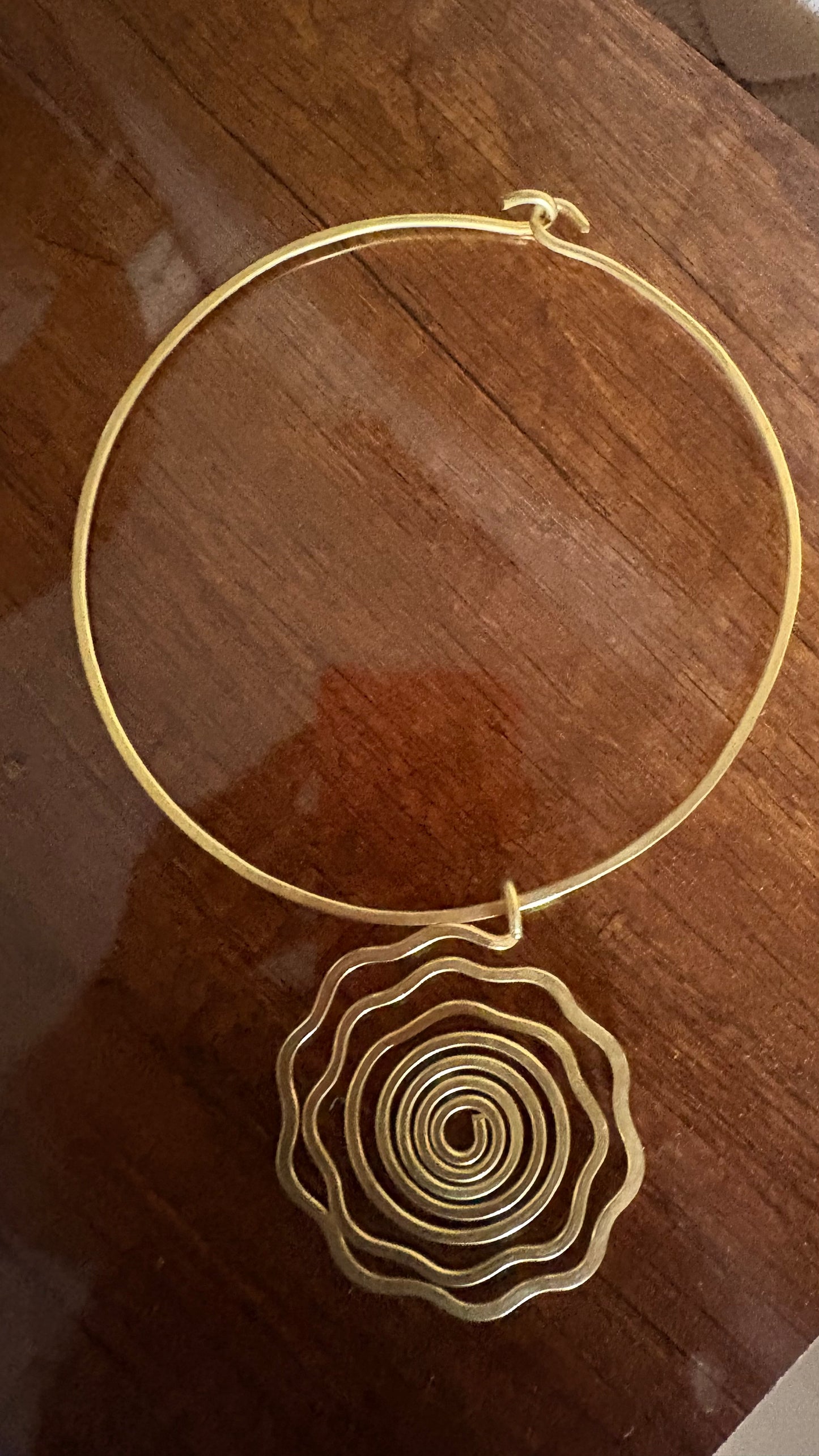 Golden Spiral Flower Pendant Necklace