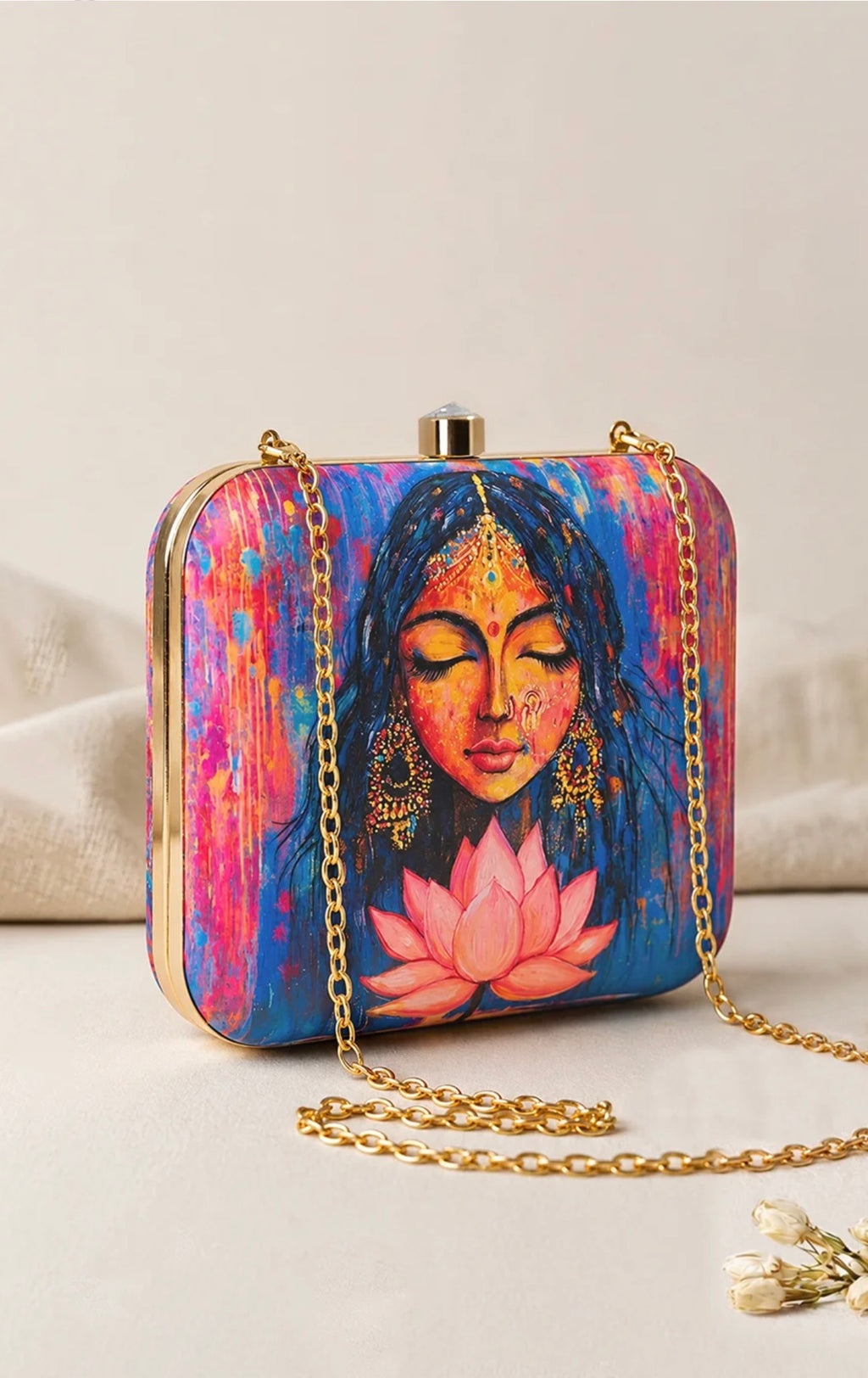 Divine Lotus Art Clutch Bag