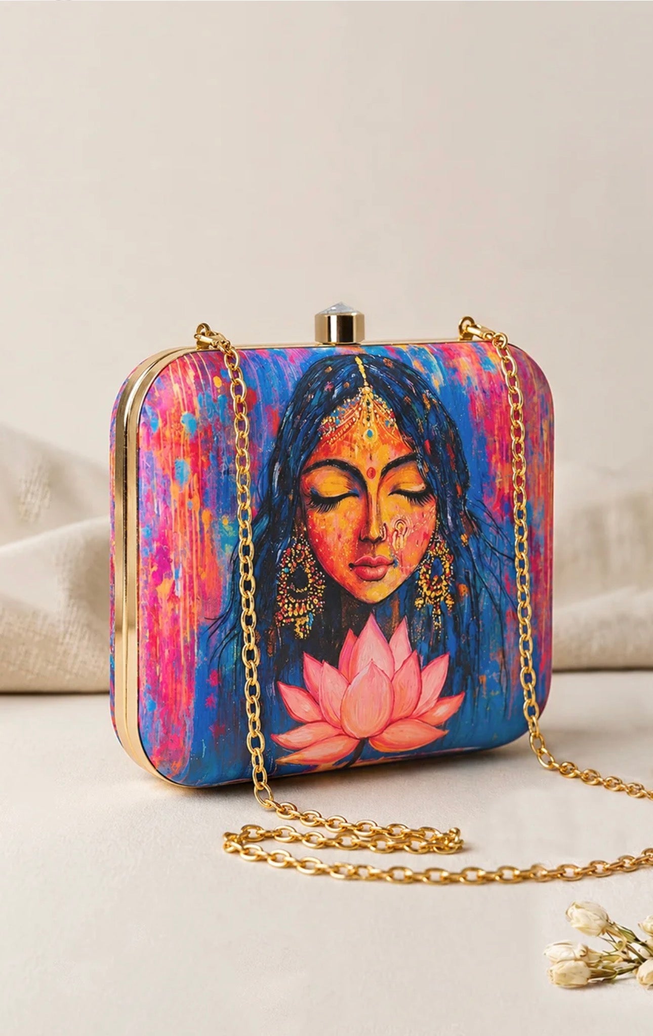 Divine Lotus Art Clutch Bag