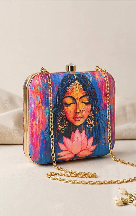 Divine Lotus Art Clutch Bag