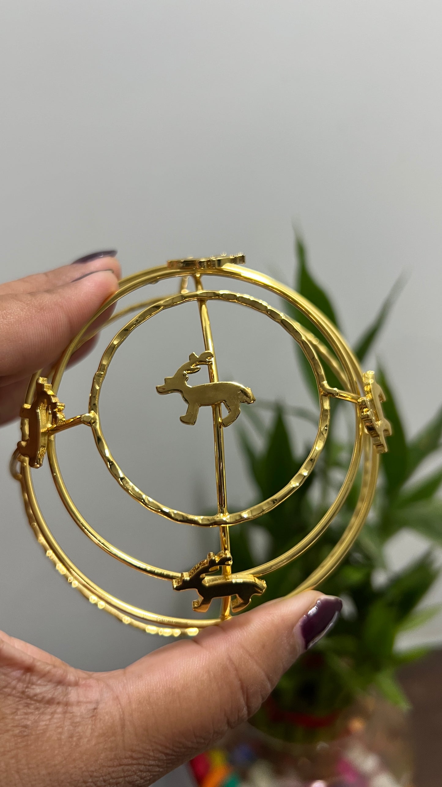 Animal brass hair bun cage with stick