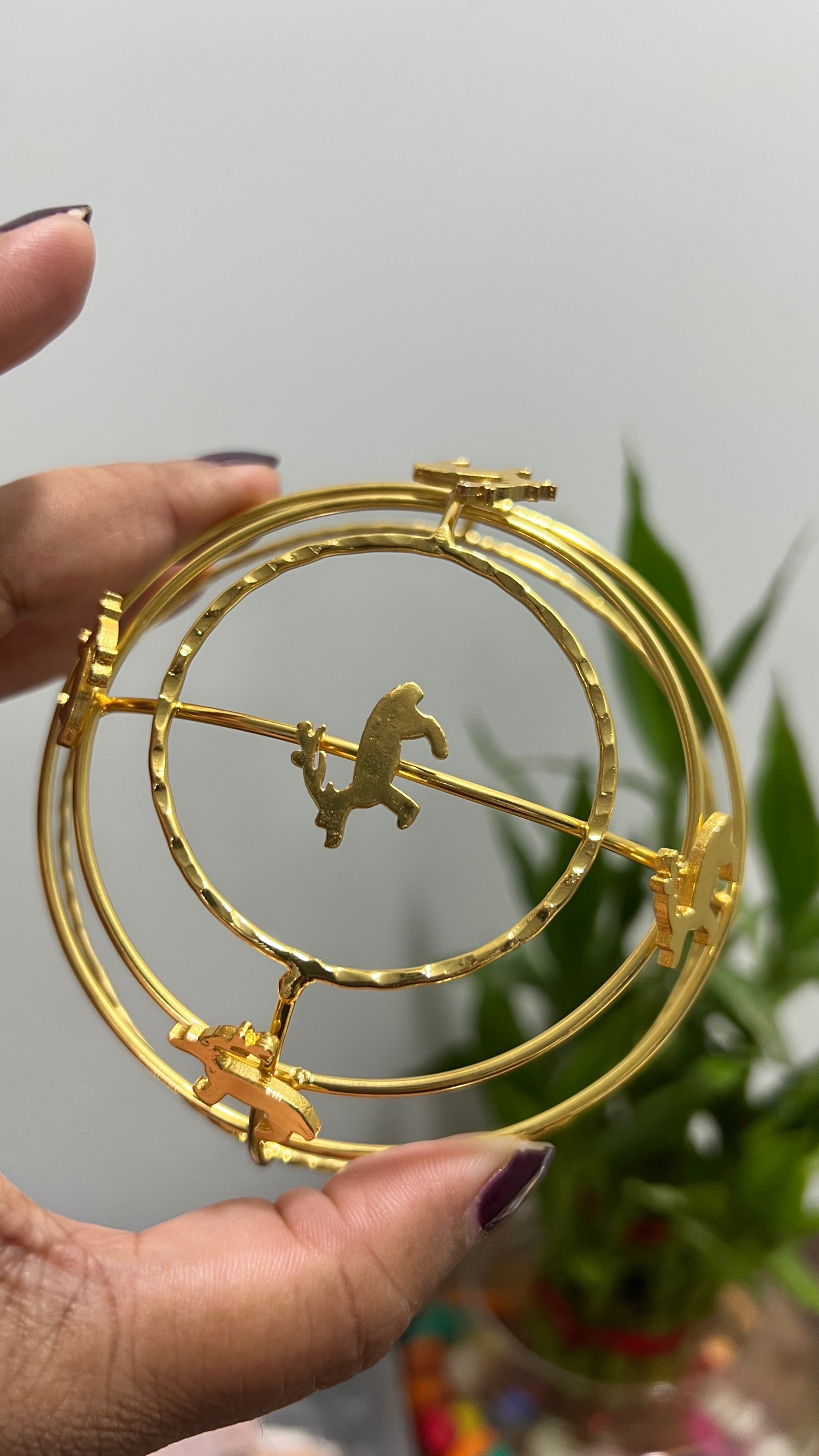 Animal brass hair bun cage with stick