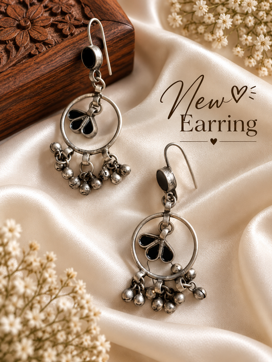 Black silver oxidised earring