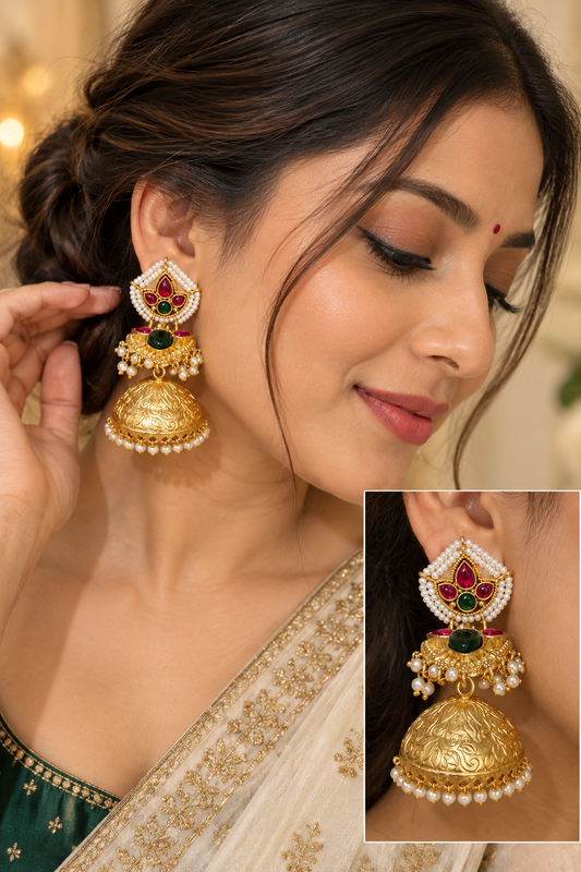 Royal Kundan Jhumka Earrings