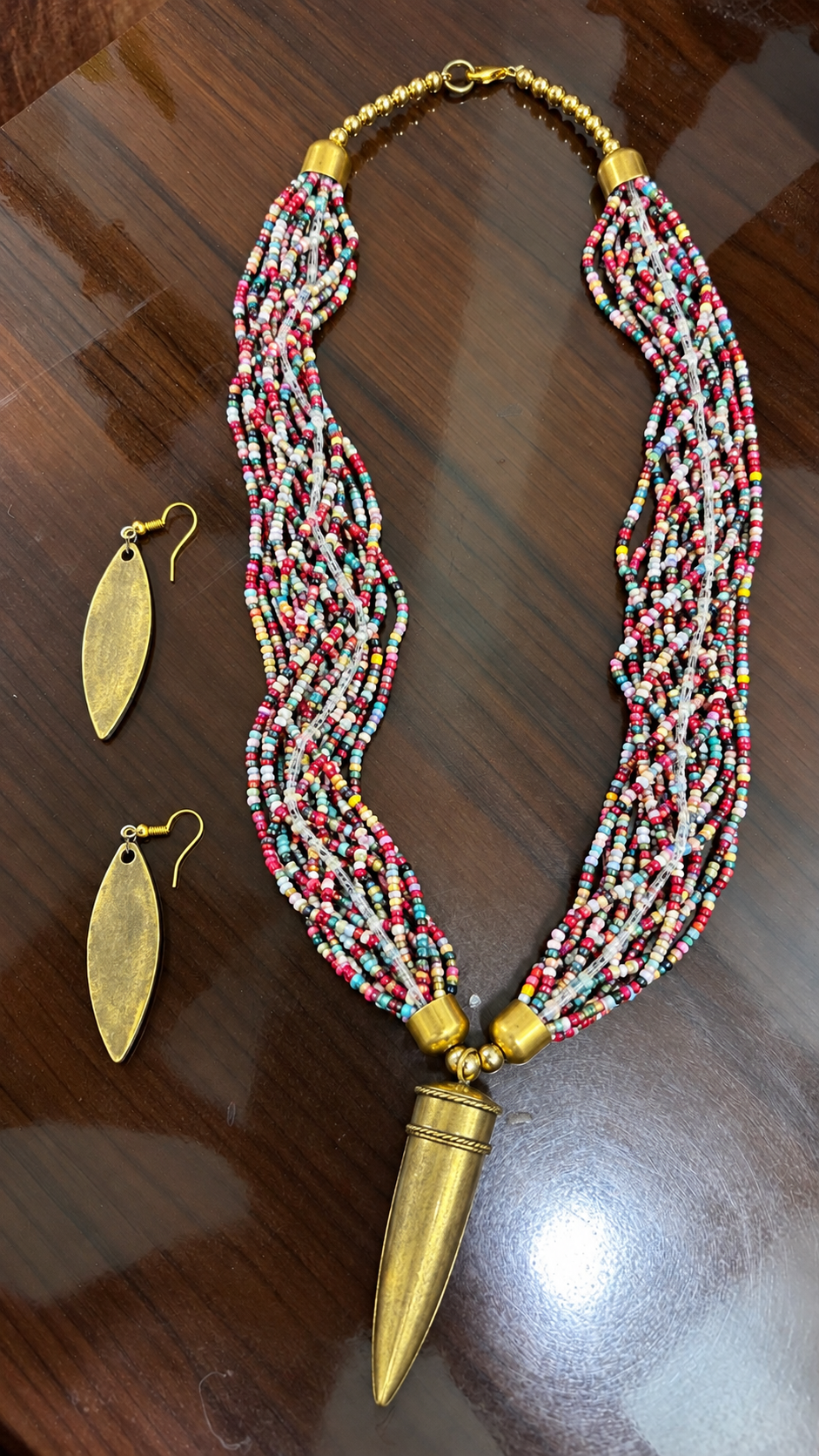 Multicolour Beaded Statement Necklace Set