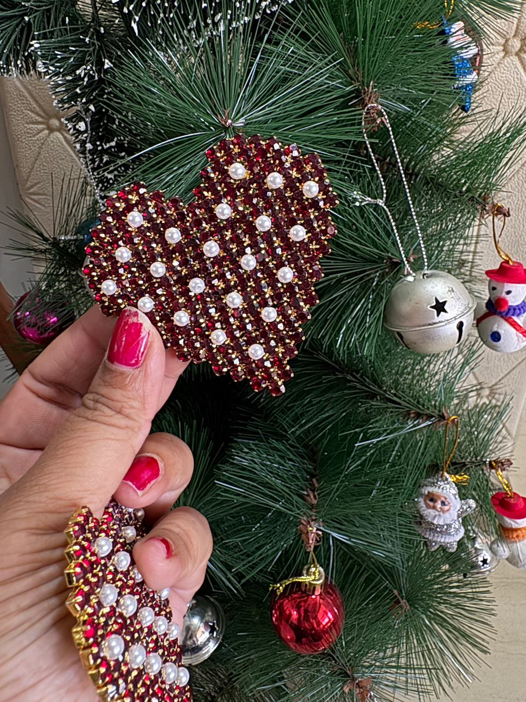 Oversized heart with Pearl dangler