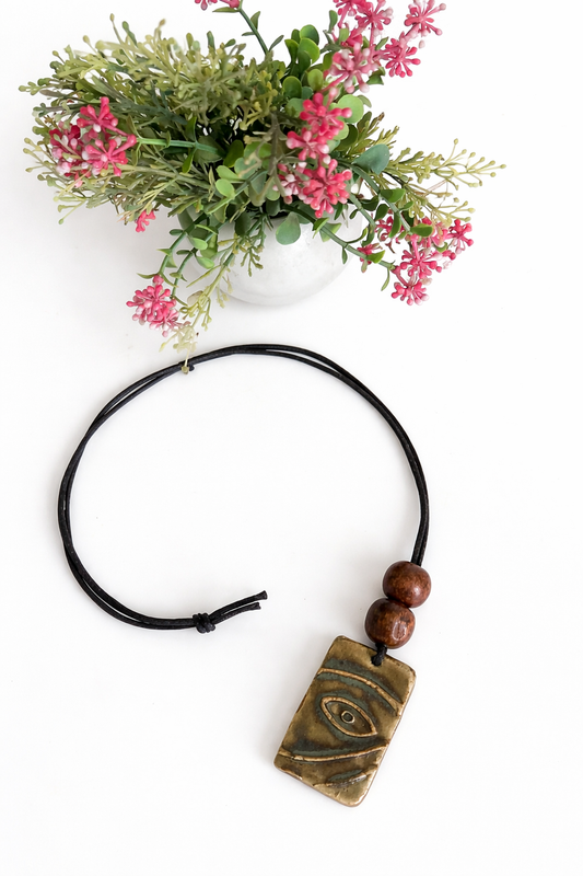 Handcrafted Evil Eye Ceramic Pendant Necklace