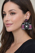 Camera beaded earring