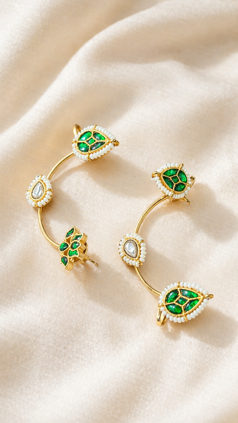 Emerald Bloom Arc Earrings