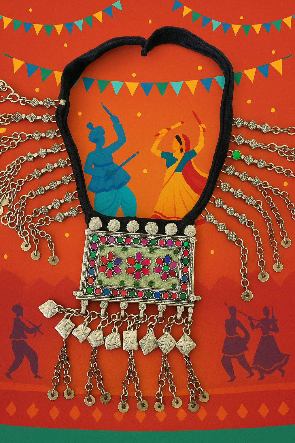 Handcrafted Tribal Mirror Work Necklace – Boho Ethnic Statement Jewelry