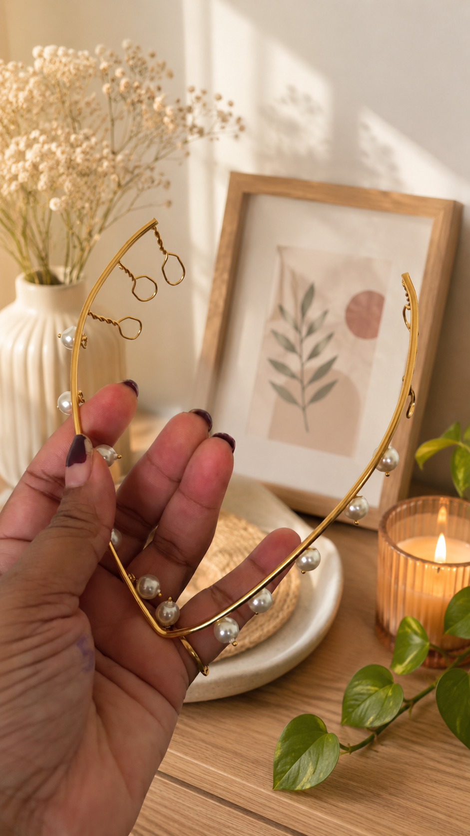 Pearl Hair Band – Elegant Gold & Pearl Headpiece