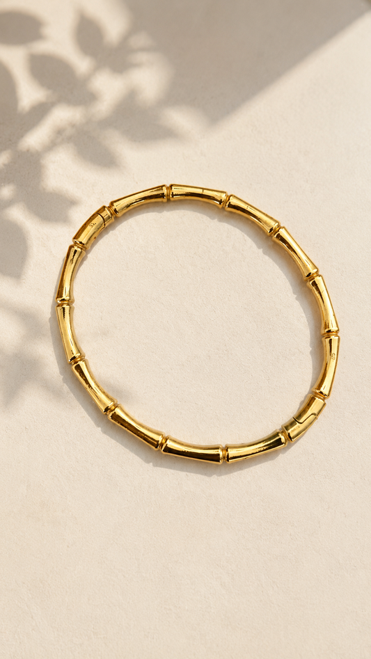 Bamboo inspired gold bracelet