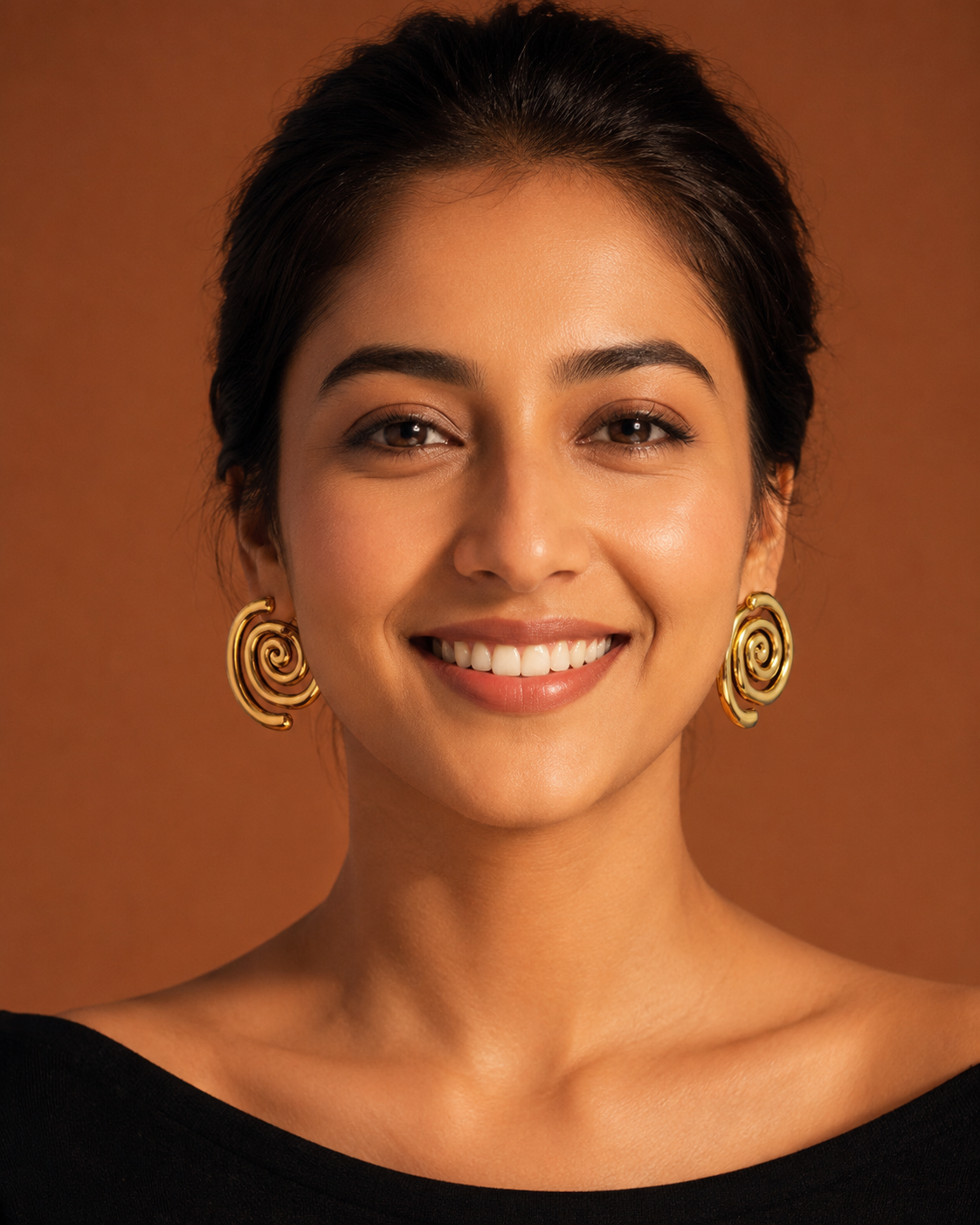 Golden Spiral Statement Earrings