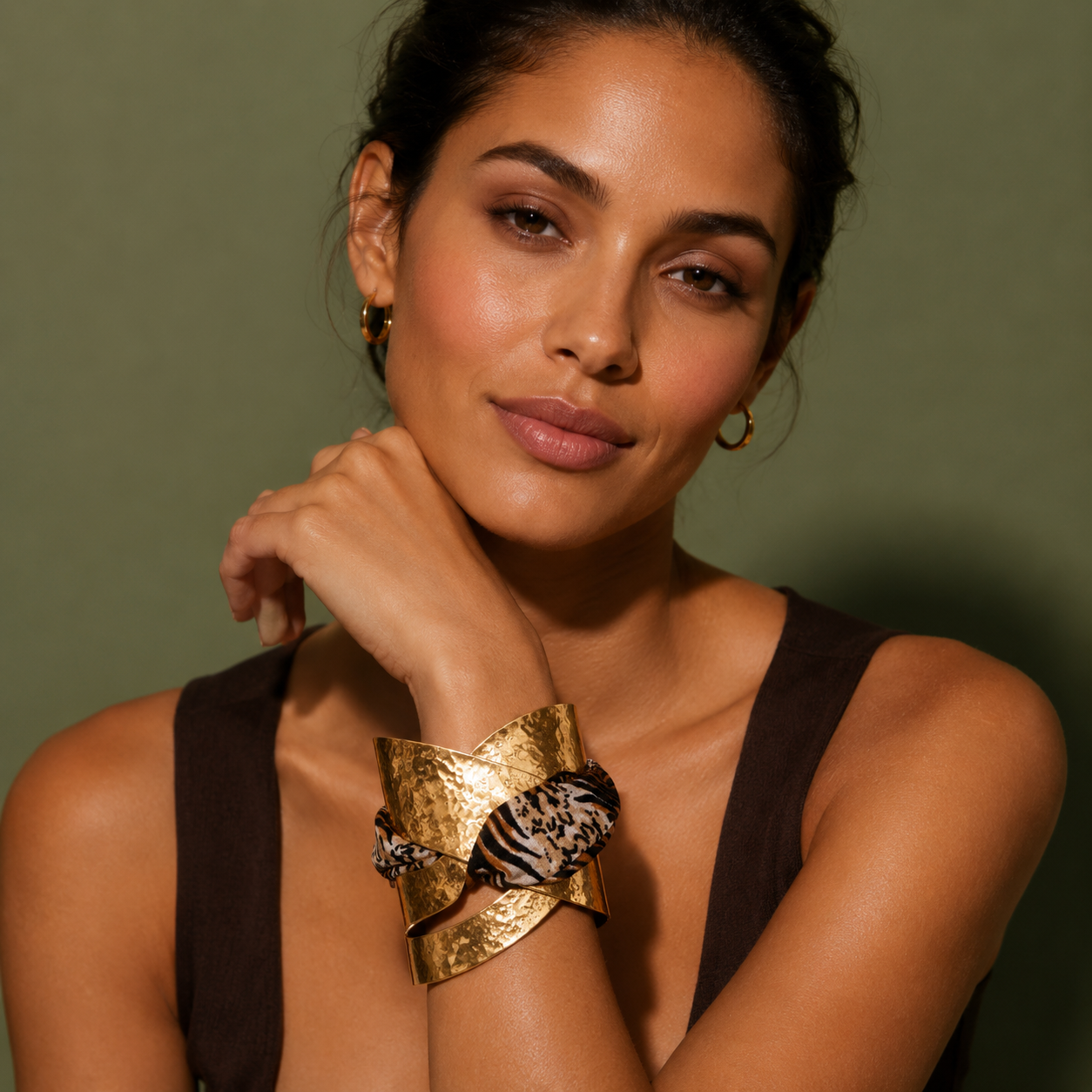 Riverblend Gold Scarf Cuff Bracelet