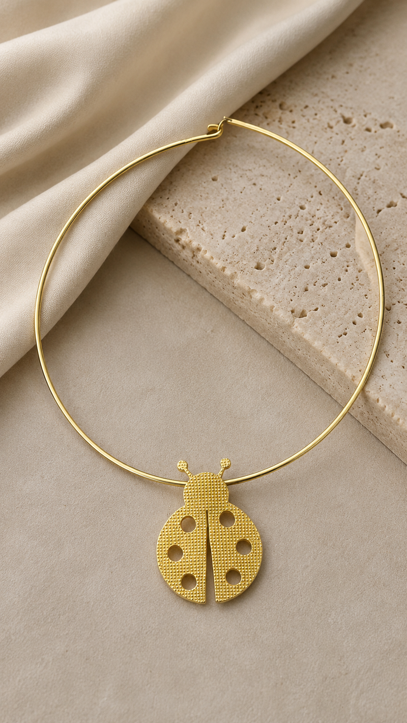 Ladybug Gold Choker Necklace – Elegant Statement Jewellery | Riverblend