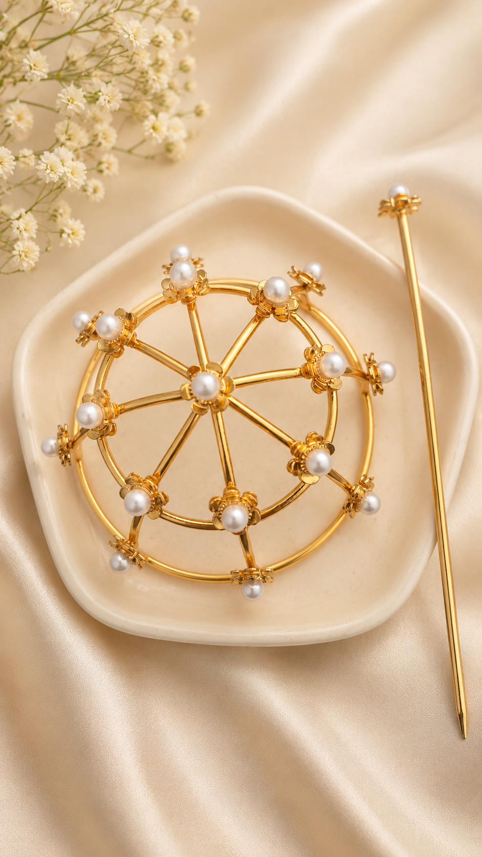 Pearl Celestial Hair Cage Bun Accessory