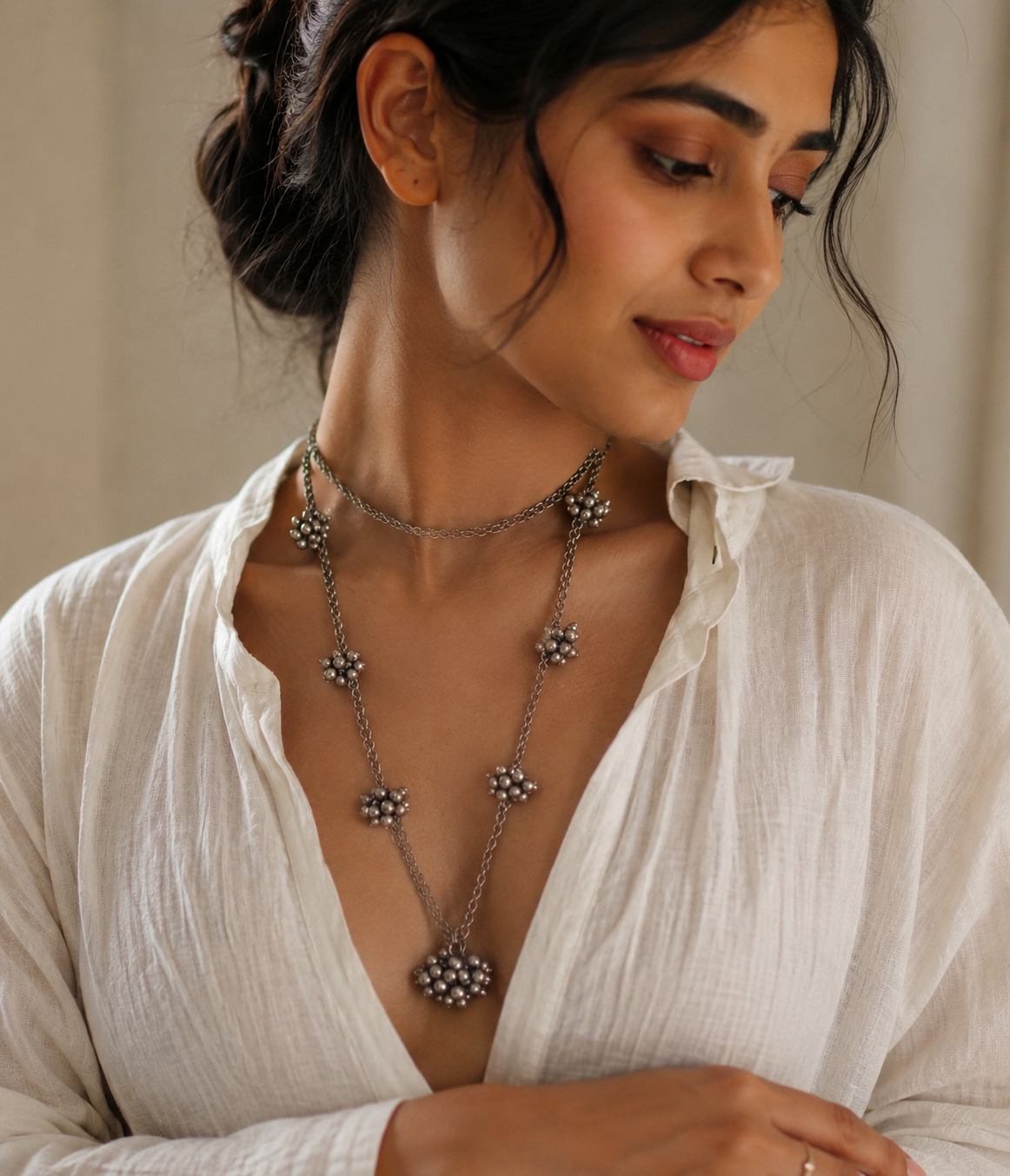 Silver Bloom Layered Necklace