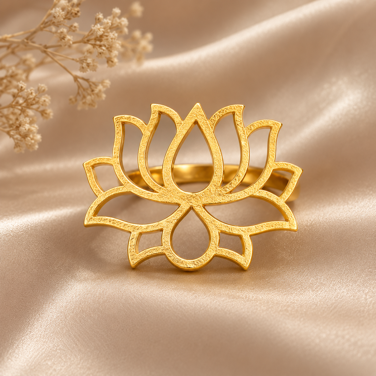 Lotus statement brass ring