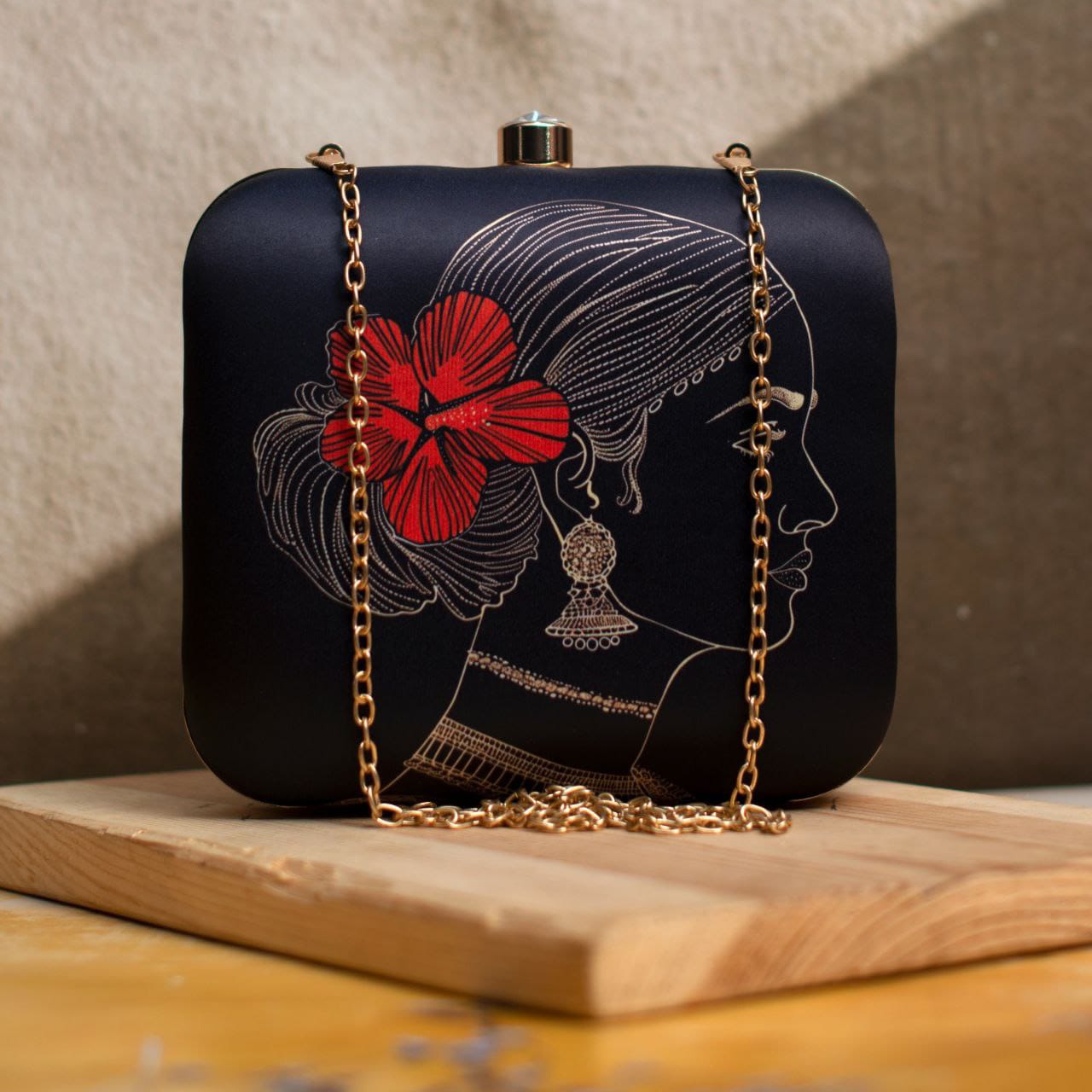 Black clutch digital print