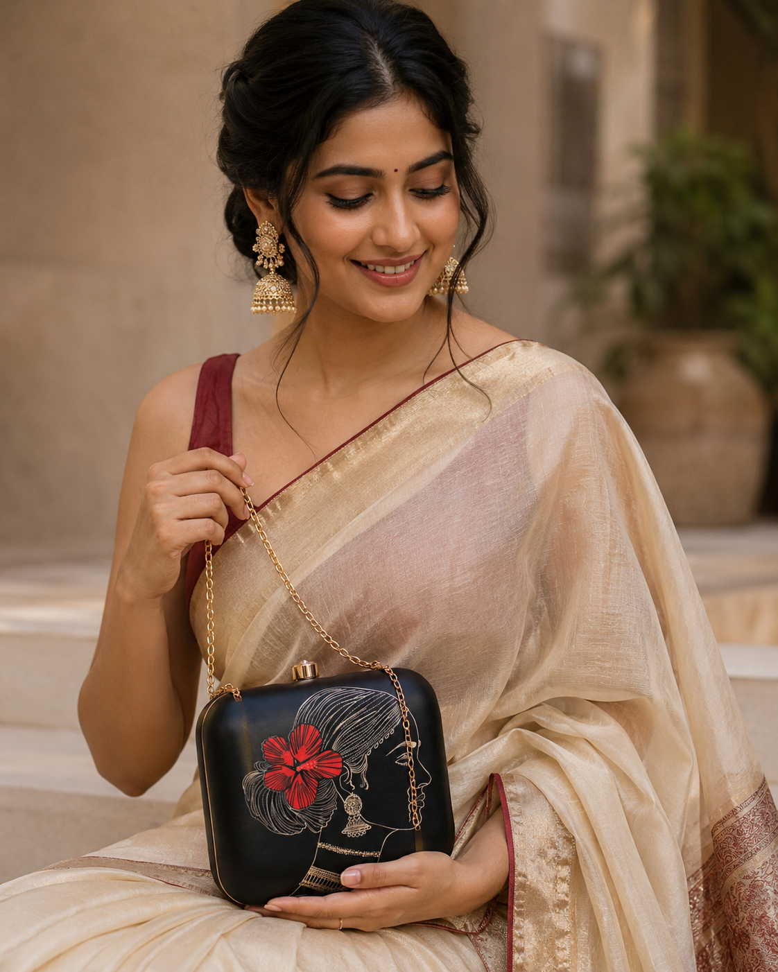 Black clutch digital print