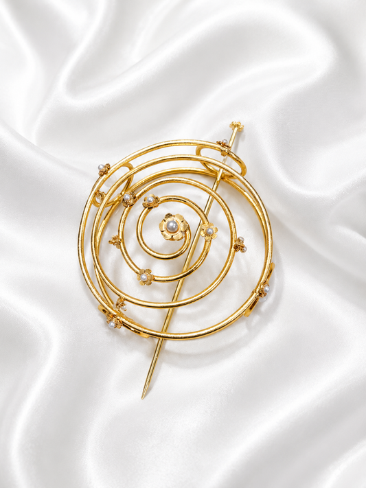 Pearl Spiral Hair Bun Cage with Hair Pin