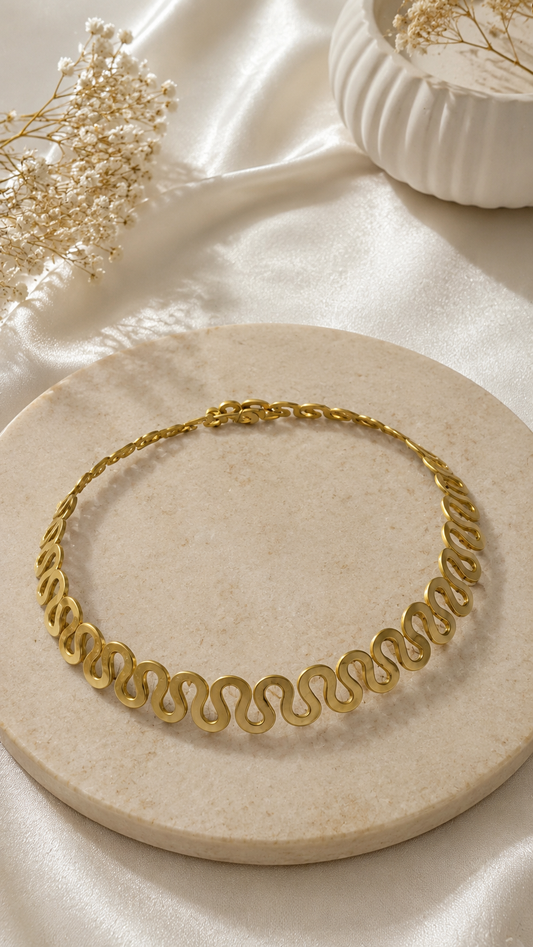 Golden Wave Choker Necklace