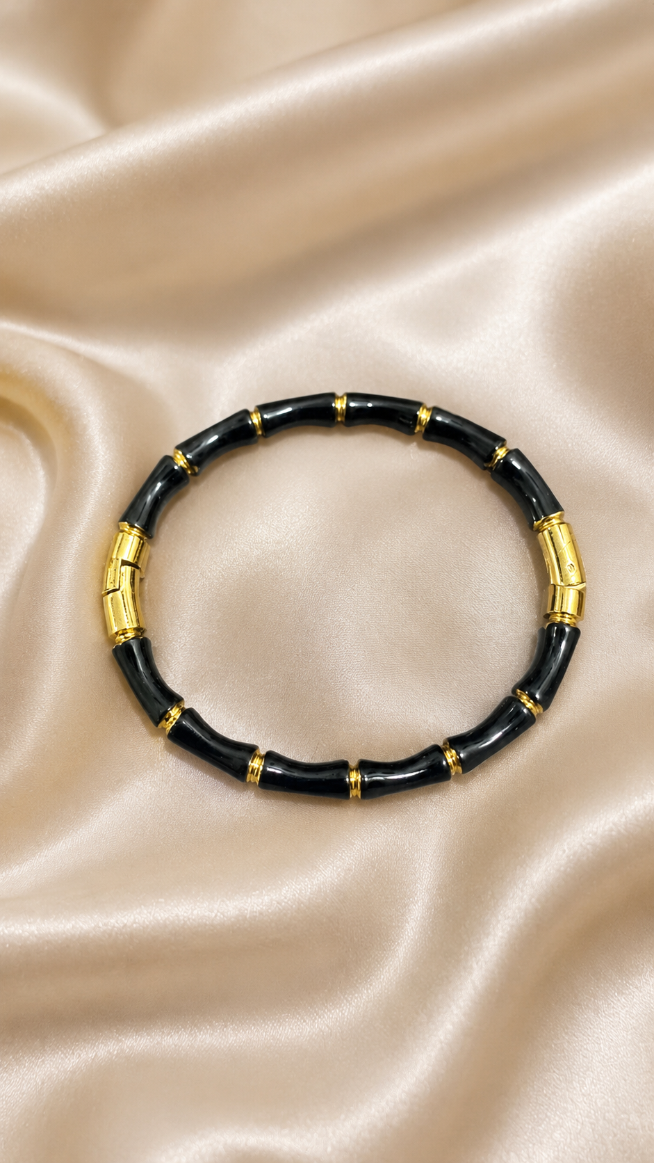 Bamboo Bracelet – Black & Gold Elegance