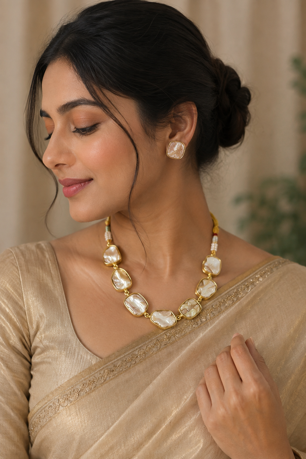 Pearl statement necklace set