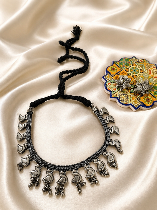 Oxidised Silver Statement Necklace