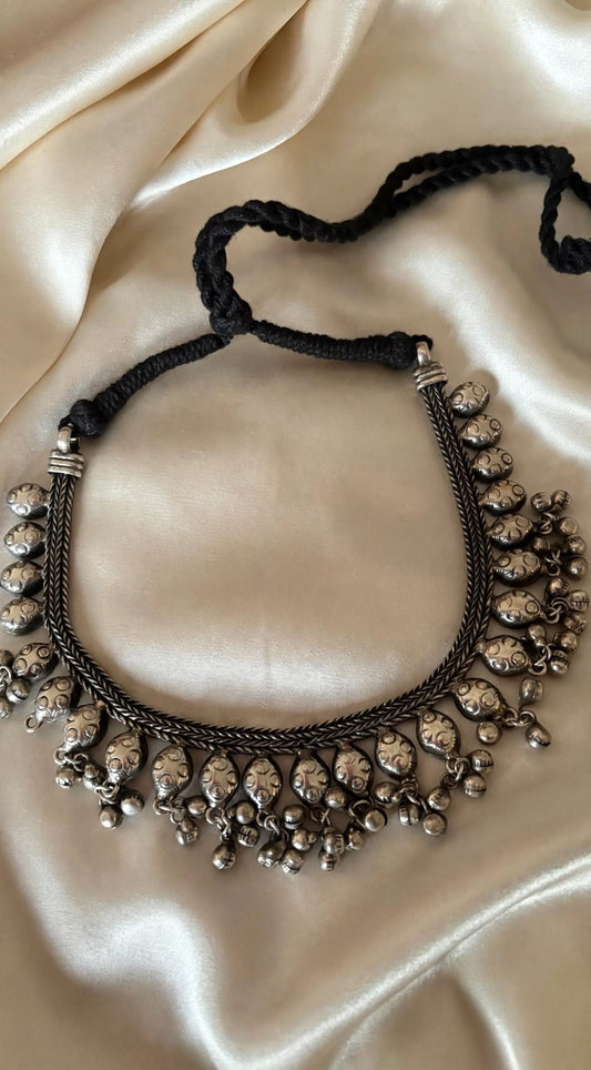 Ghungroo Raas - Tribal Oxidized Silver Choker Set