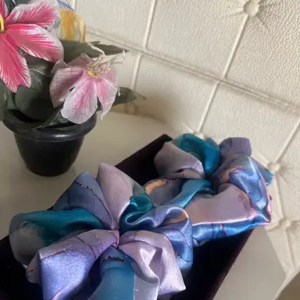 Blue Satin Scrunchies – Soft, Elegant & Gentle on Hair