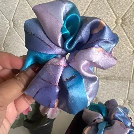 Blue Satin Scrunchies – Soft, Elegant & Gentle on Hair