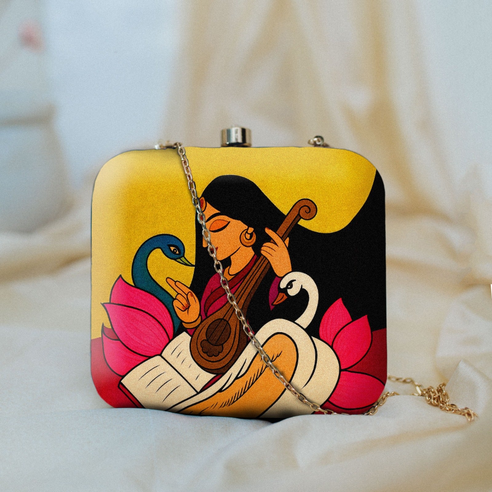 Potrait art printed clutch bag