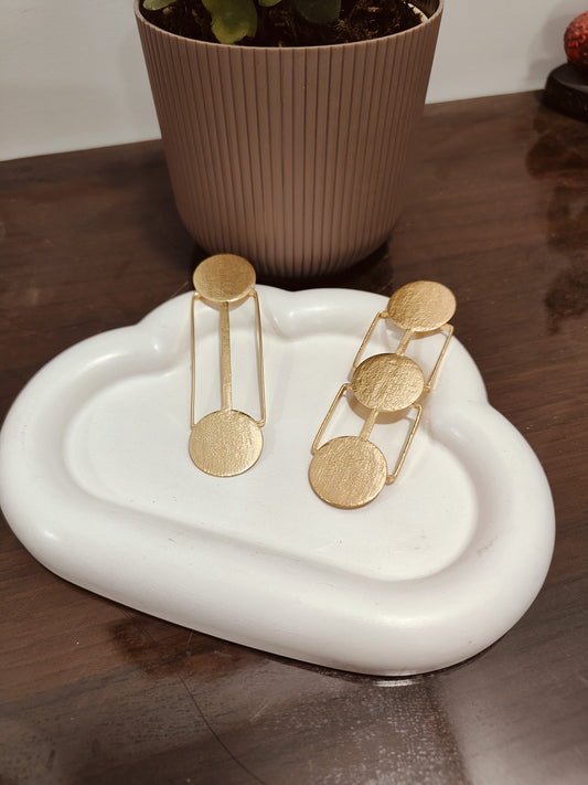 Mismatched brass earrings